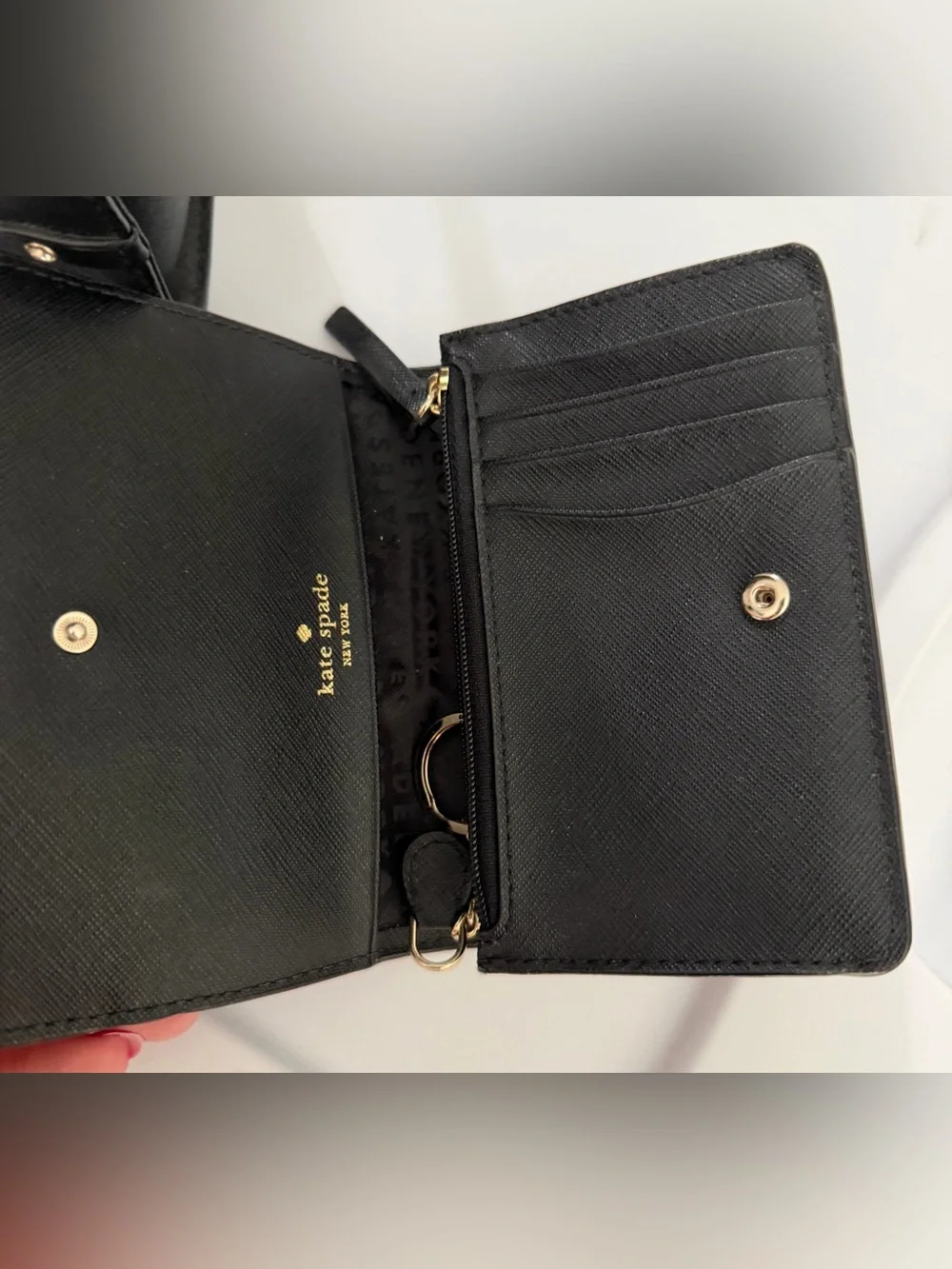 kate spade Black Leather Satchel with Studded Bow Purse and Matching Wallet